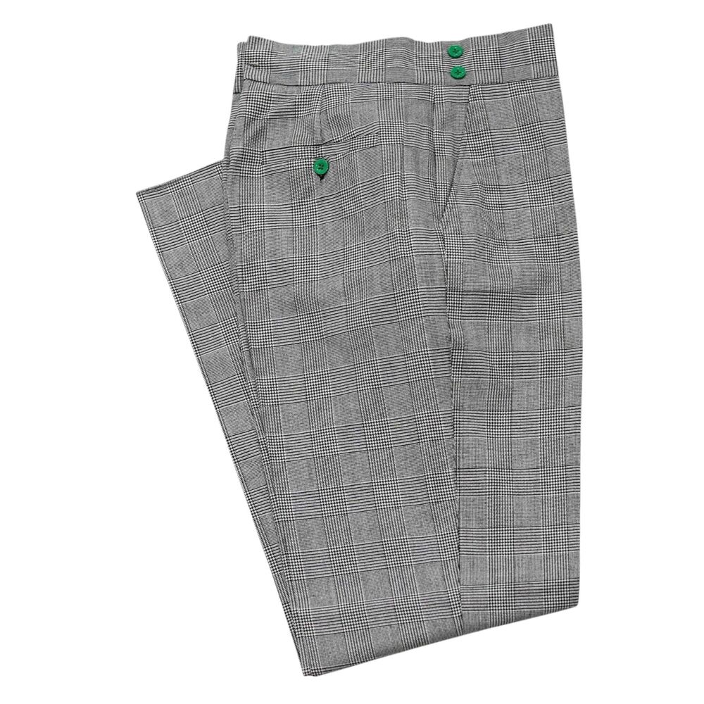 Mens 32 Gurkha Pants Gray Glen Plaid 100% Wool High Waist Flat Front Trousers